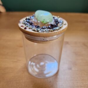 Handmade Decorative Glass Jar with Gemstone Lid
